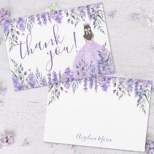 Carte De Remerciements Quinceañera Florale Violette