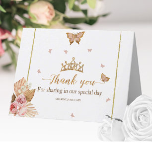 Carte De Remerciements Quinceanera rose pâle