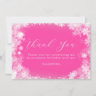 Carte De Remerciements Quinceanera Winter Wonderland Snowflake rose