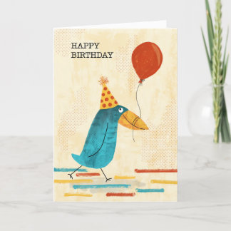 Carte De Remerciements Quirky Birthday avec Casquette de fête et ballons