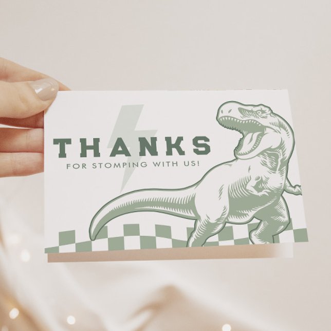 Carte De Remerciements Rad Dinosaur Trois Rex Boys Vert Anniversaire (Créateur téléchargé)