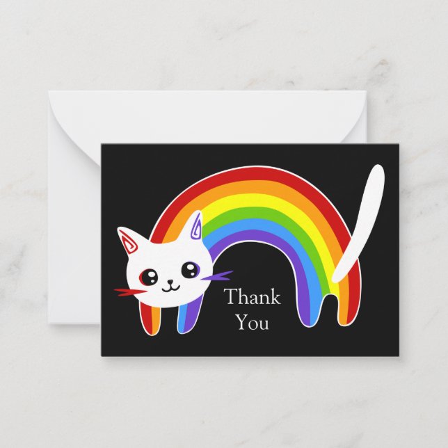 Carte de remerciements Rainbow Cat (Devant)
