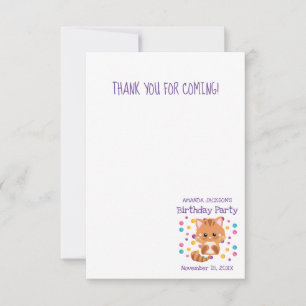 Carte De Remerciements Rainbow Confetti Cute Kitty Chat Anniversaire