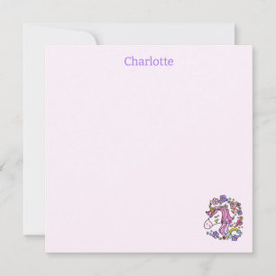 Carte De Remerciements Rainbow Stars Unicorn Folk Note Card