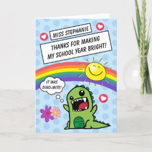 Carte De Remerciements Rainbow Sunshine Bright School Année Enseignant
