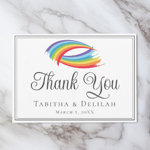 Carte De Remerciements Rainbow Waves Beautiful LGBT Mariage