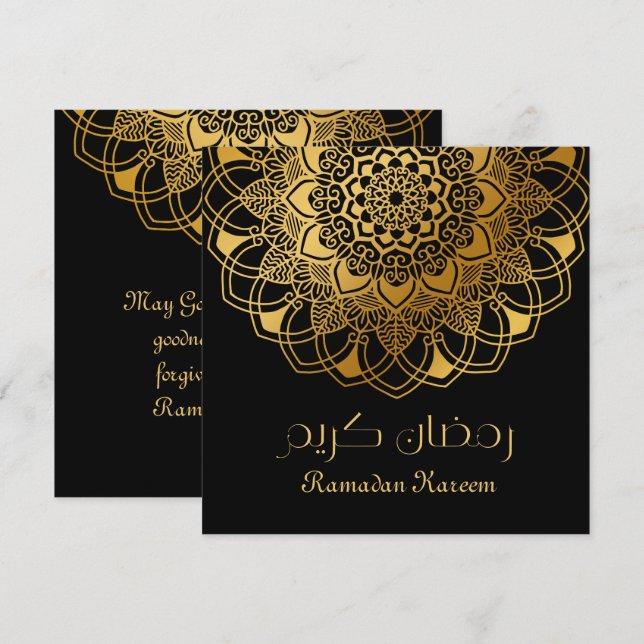 Carte De Remerciements Ramadan Kareem abstrait motif or floral (Devant / Derrière)