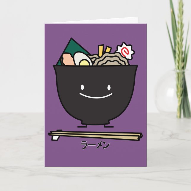 Carte De Remerciements Ramen Bowl chopstick porc algues nouilles japonais (Devant)