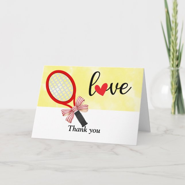 Carte De Remerciements Raquette de tennis avec amour (Devant)