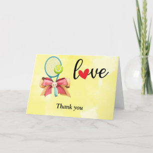 Carte De Remerciements Raquette de tennis avec amour