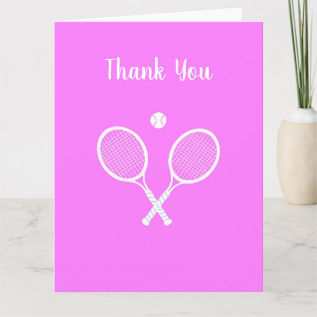 Carte De Remerciements Raquettes de tennis et boule Active rose (Devant)