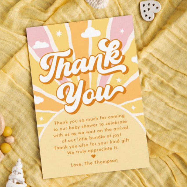 Carte De Remerciements Ray of Sunshine Baby shower (Créateur téléchargé)