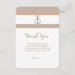 Carte de remerciements rayé de Taupe et blanc