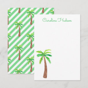 Carte De Remerciements Rayures Vertes Aquarelle Palmiers