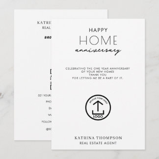 Carte De Remerciements Real Estate Agent Logo Happy Home Anniversary