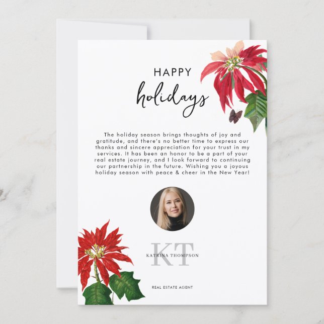 Carte De Remerciements Real Estate Agent Realtor Christmas Happy Holidays (Devant)