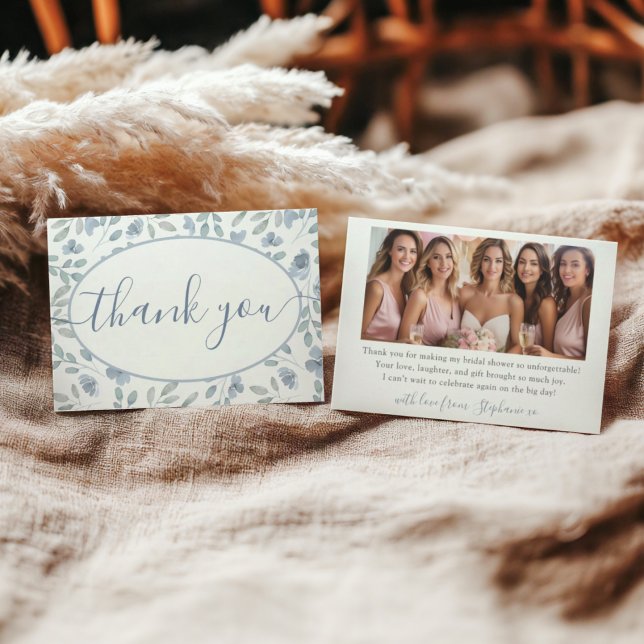 Carte De Remerciements Recipe for the Bride Dusty Blue Floral (Créateur téléchargé)