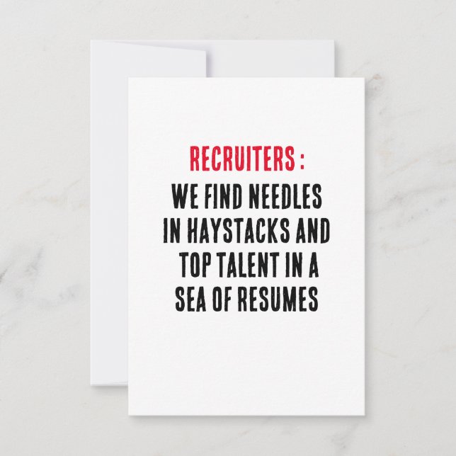Carte De Remerciements Recruteurs : Nous trouvons des aiguilles dans des  (Devant)