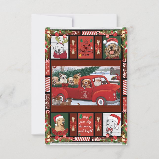 Carte De Remerciements Récupérateur d'or Père Noël Rouge de Noël (Devant)