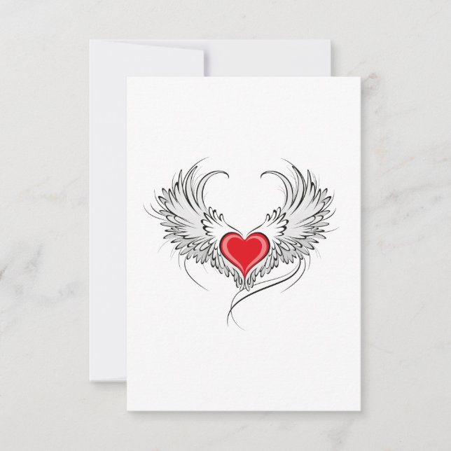 Carte De Remerciements Red Angel Coeur avec ailes (Devant)