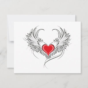 Carte De Remerciements Red Angel Coeur avec ailes