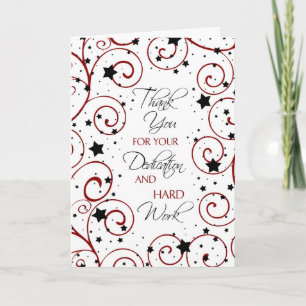 Carte De Remerciements Red Black Stars Employee Appreciation Card