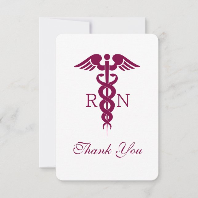 Carte De Remerciements Red Caduceus Nurse Graduate (Devant)