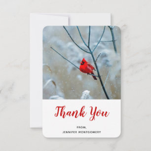 Carte De Remerciements Red Cardinal dans Winter Nature Photo de Christmas