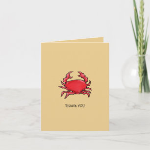 Carte De Remerciements Red Crab sand Thank You Card