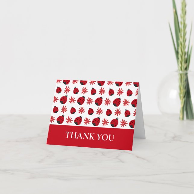 Carte De Remerciements Red Daisy Ladybug Motif (Devant)