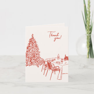 Carte De Remerciements Red Dinner Party Christmas  
