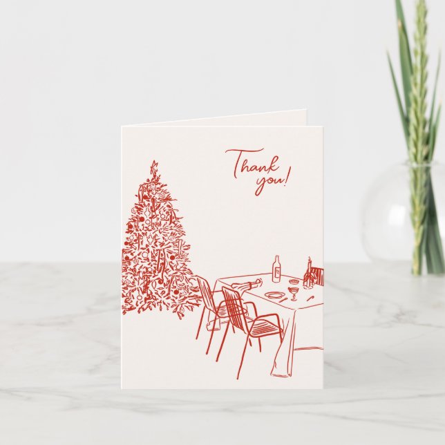 Carte De Remerciements Red Dinner Party Christmas   (Devant)