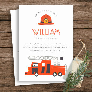 Carte De Remerciements Red Firetruck Engine Kids N'importe quel âge Anniv