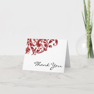 Carte De Remerciements Red Flourish Swirl Thank You
