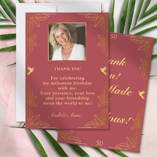 Carte De Remerciements Red Gold moderne 50 Fabuleux anniversaire