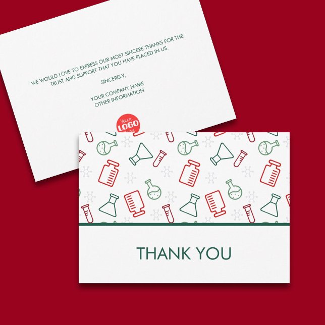 Carte De Remerciements Red Green Laboratory Science Logo d'entreprise (Créateur téléchargé)