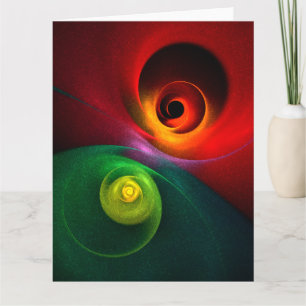 Carte De Remerciements Red Green Yin Yang Moderne Motif d'art Abstrait #2