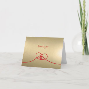 Carte De Remerciements Red Knot Double Happy Mariage chinois d'or