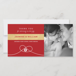 Carte De Remerciements Red Knot Union Double Bonheur Mariage chinois