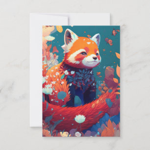 Carte De Remerciements Red Panda Animal Portrait Peinture Forêt faunique