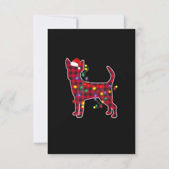 Carte De Remerciements Red Plaid Chihuahua Dog Christmas Pajamas Family X (Devant)