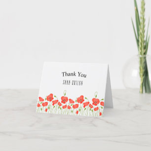 Carte De Remerciements Red Poppies Thank You Card (optional photo)
