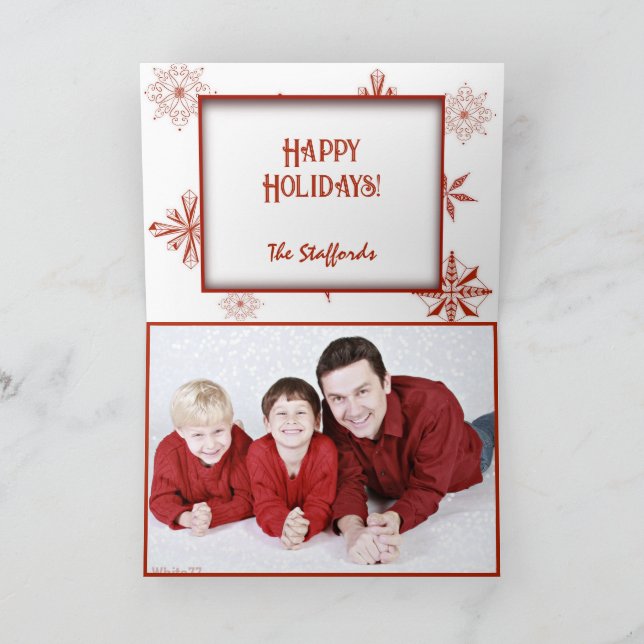 Carte De Remerciements Red Snow on White Canvas Design Christmas Card (Intérieur)