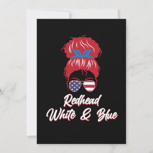 Carte De Remerciements Red Tête USA Drapeau mignon Red Hair Girls Femmes 