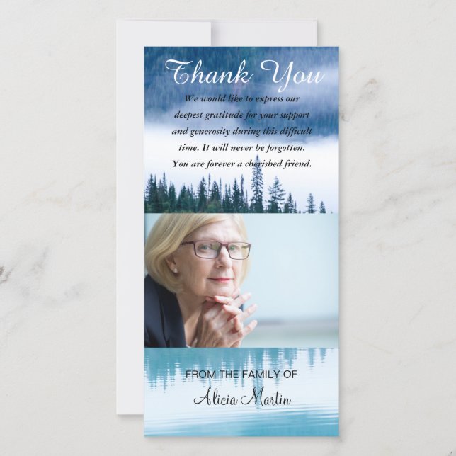 Carte De Remerciements Réflexion commémorative de lac thank You de (Devant)
