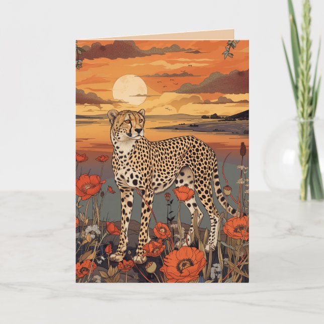 CARTE DE REMERCIEMENTS REGAL CHEETAH BLANK ALL-OCCASION CARD (Devant)