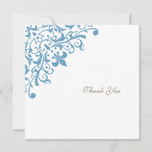 Carte De Remerciements Regency French Blue Fleur de Lis Mariage Carré