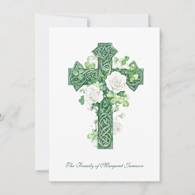 Carte De Remerciements Religieux catholique irlandais Croix celtique Cond (Devant)