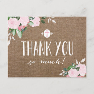 Carte de remerciements religieux de toile de jute