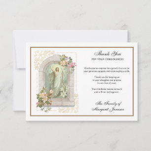 Carte De Remerciements Religieux Jésus Résurrection Condolence funéraire 